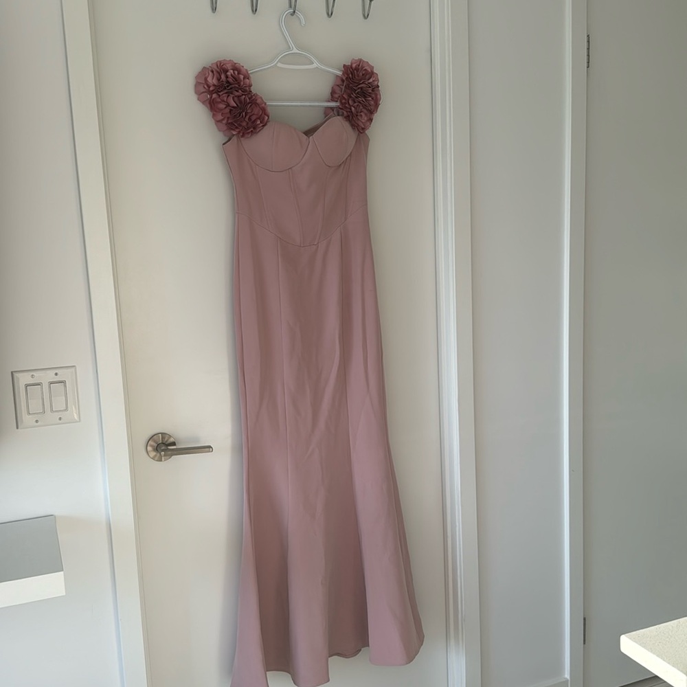 Off shoulder flower detail gown